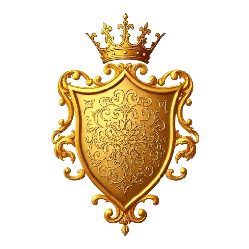 Gold crown and shield emblem